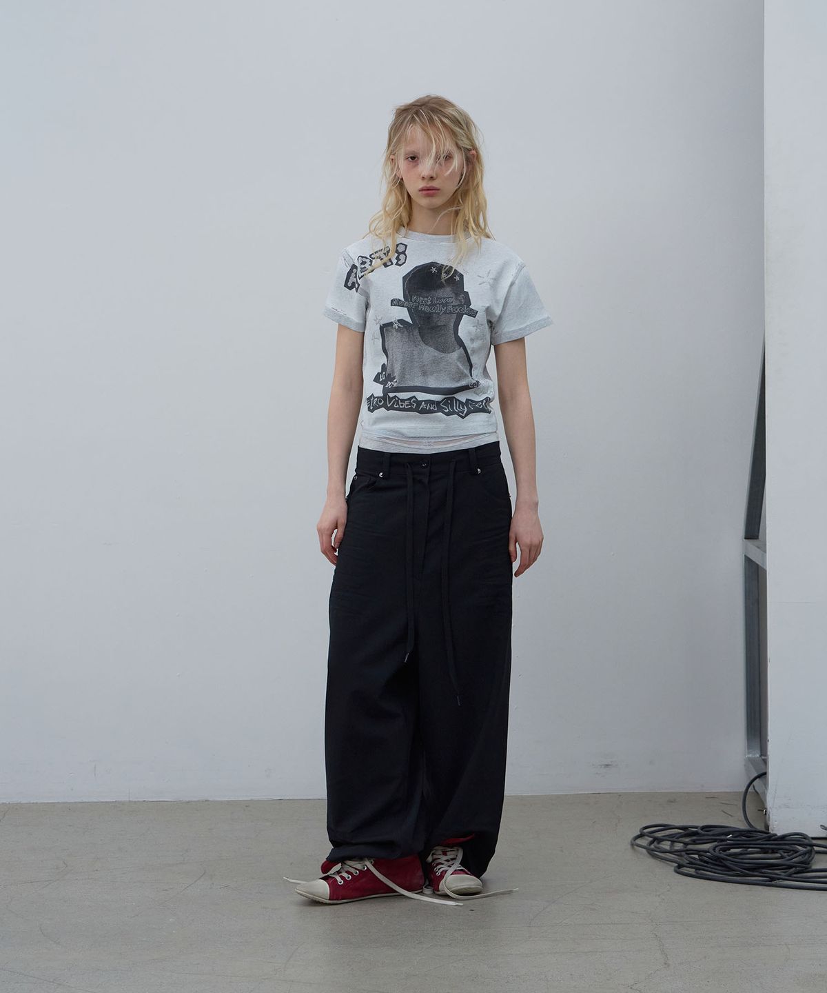 엘씨디씨티엠(LCDC™) CRINKLE DETAIL WIDE TROUSERS (BLACK)