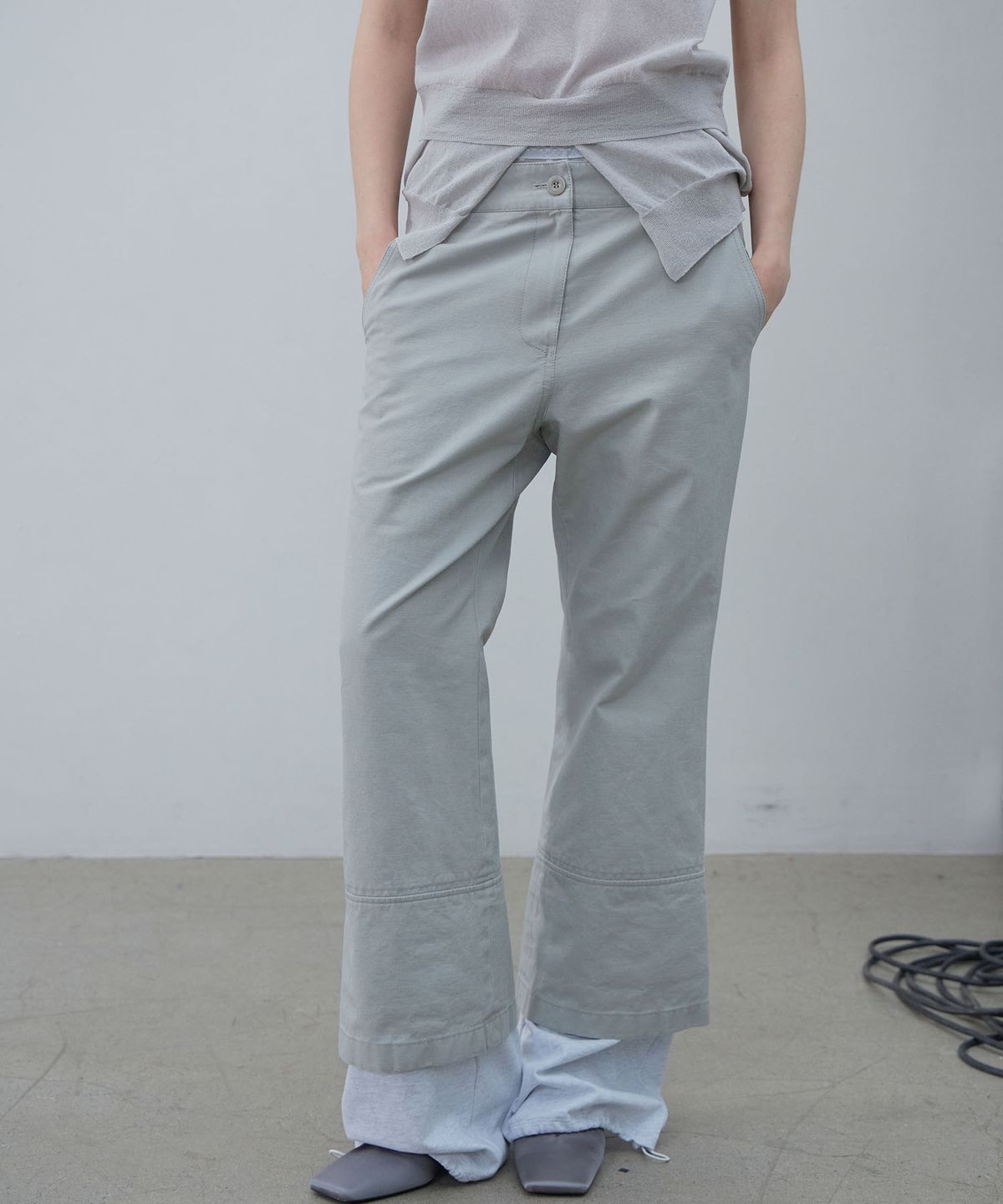 엘씨디씨티엠(LCDC™) LAYERED HEM STRING PANTS (LIGHT GREY)