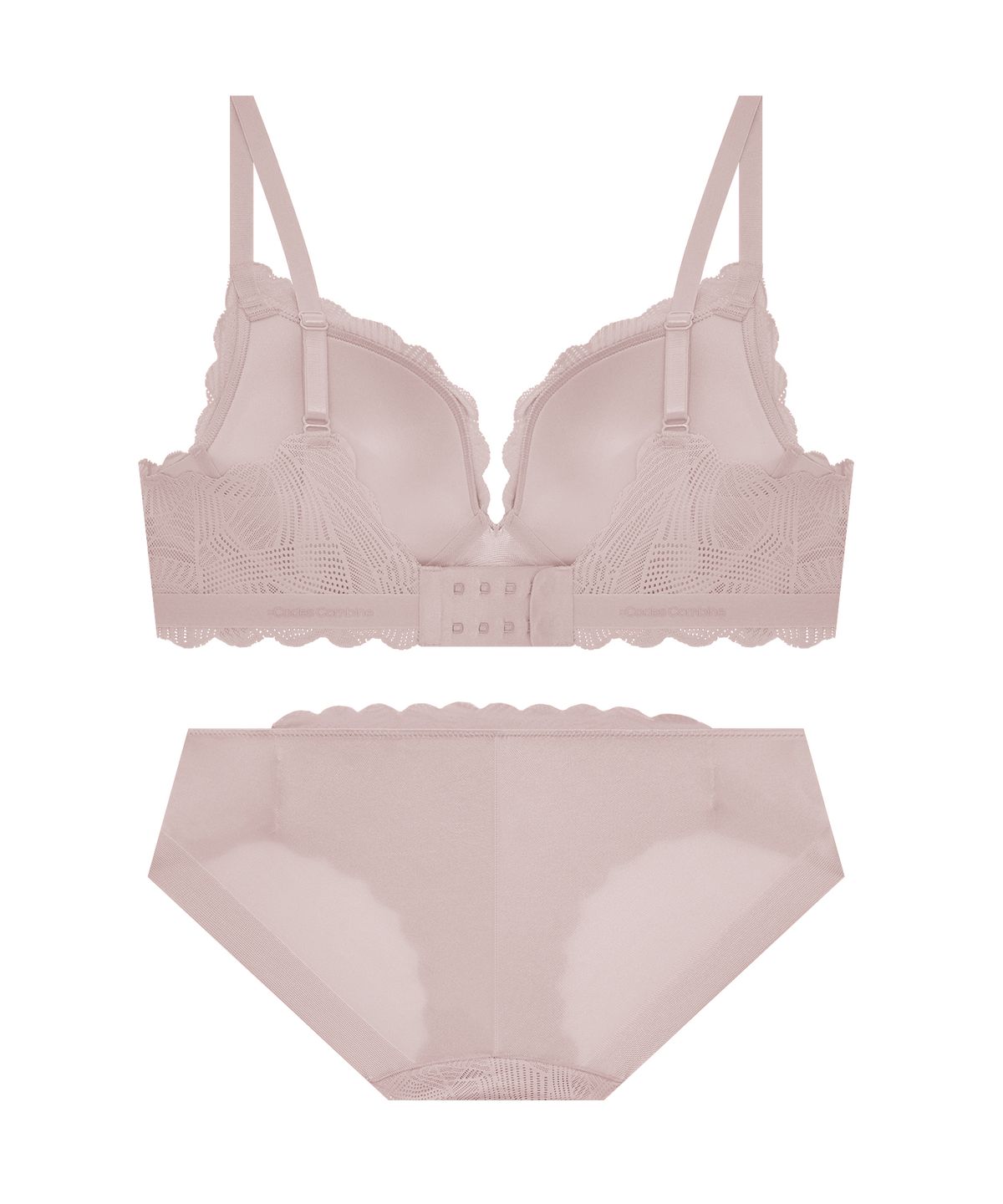 코데즈컴바인 이너웨어(CODES COMBINE INNERWEAR) 시크릿와이어 볼륨 레이스 브라 햄팬티 세트_인디핑크