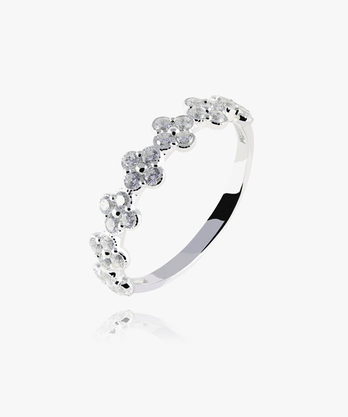 엘렌쥬얼리(HELENE JEWELRY) 925 실버 벨라 플라워 패턴 큐빅 미스 링 은 반지