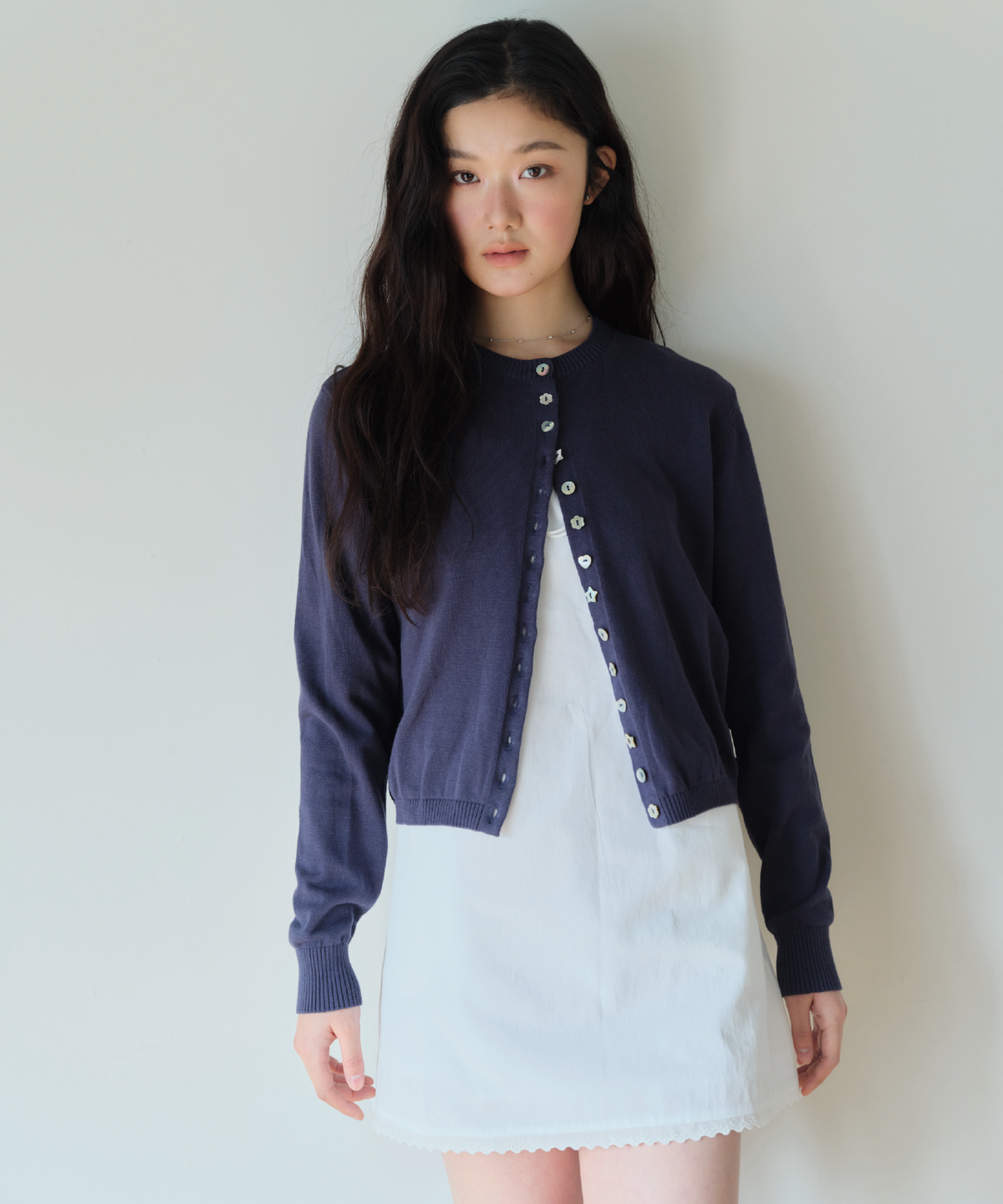홈바디띵즈(HOMEBODY THINGS) Soft Button Cardigan (NAVY)