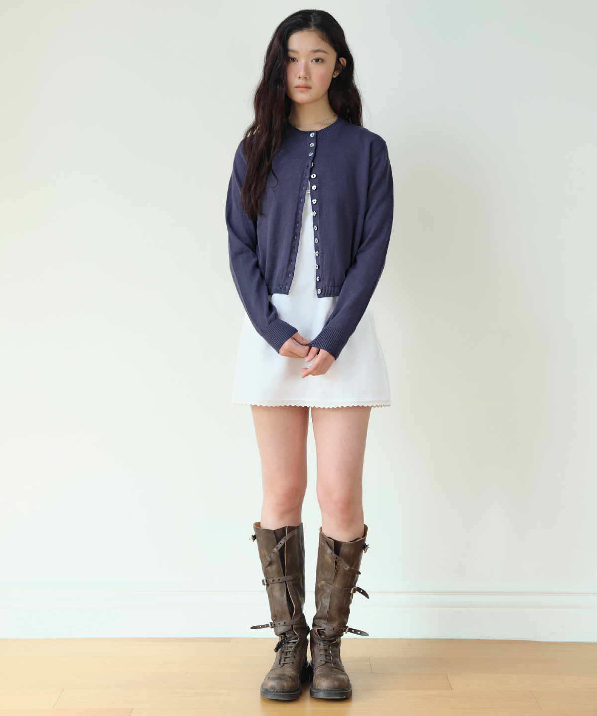 홈바디띵즈(HOMEBODY THINGS) Soft Button Cardigan (NAVY)