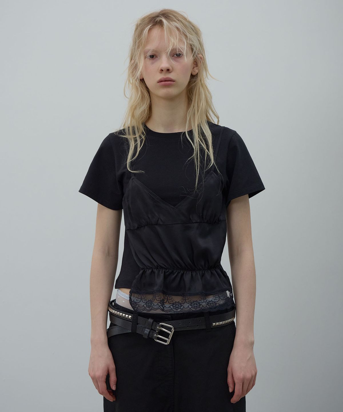 엘씨디씨티엠(LCDC™) LACE BUSTIER LAYERED TOP (BLACK)