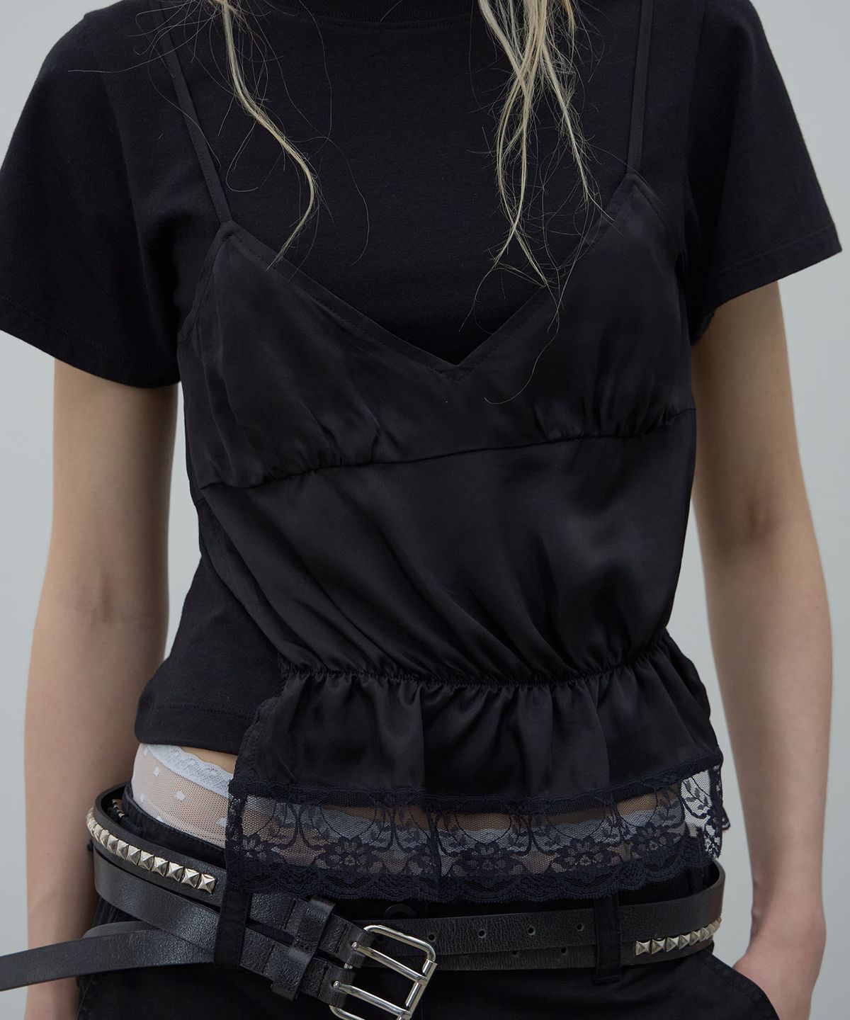 엘씨디씨티엠(LCDC™) LACE BUSTIER LAYERED TOP (BLACK)