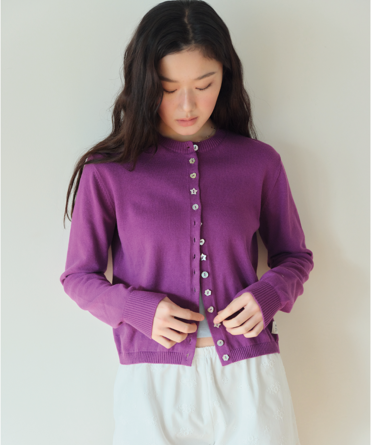 홈바디띵즈(HOMEBODY THINGS) Soft Button Cardigan (PURPLE)