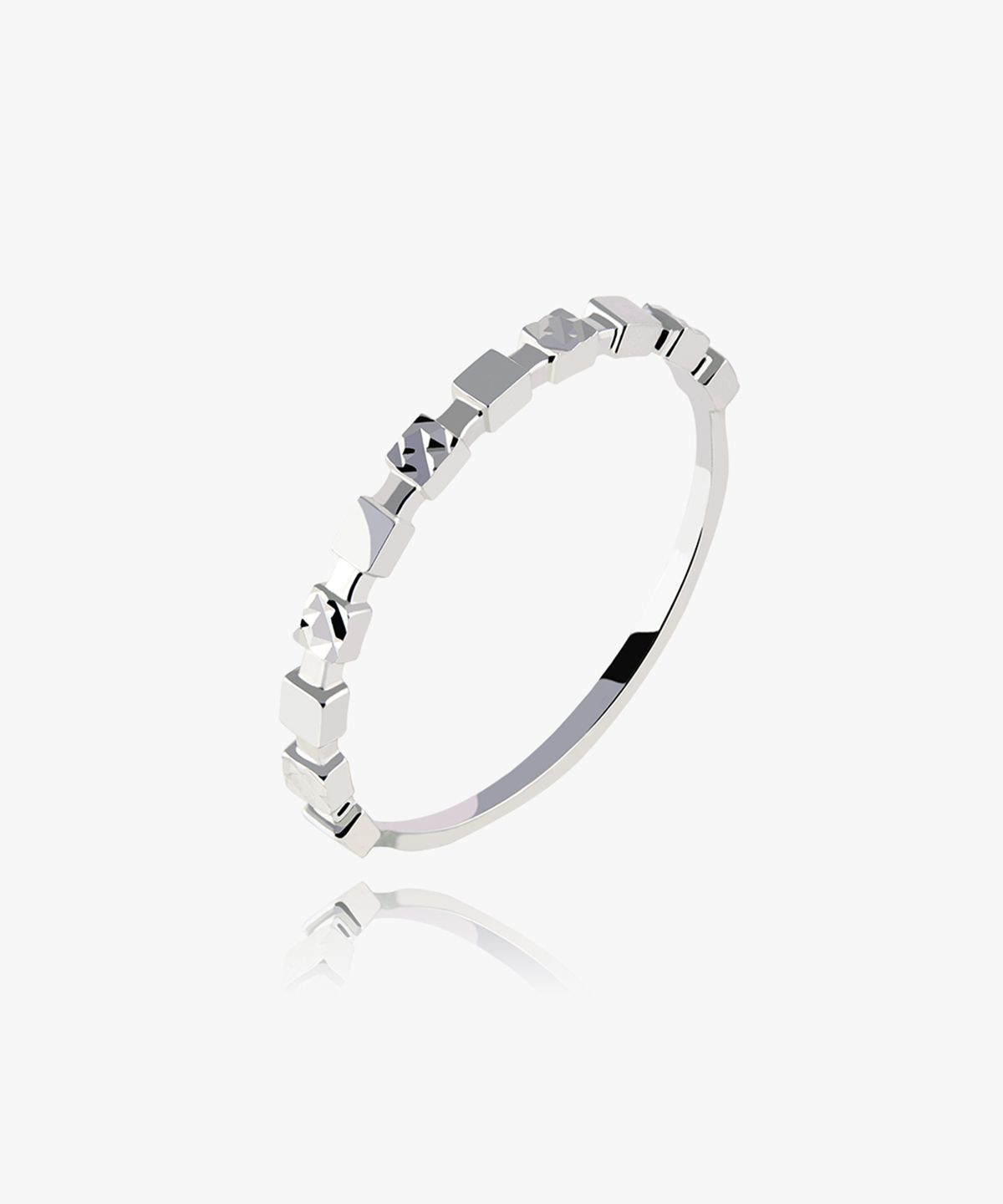 엘렌쥬얼리(HELENE JEWELRY) 925 실버 브릿지 스퀘어 컷팅 미스 링 은 반지