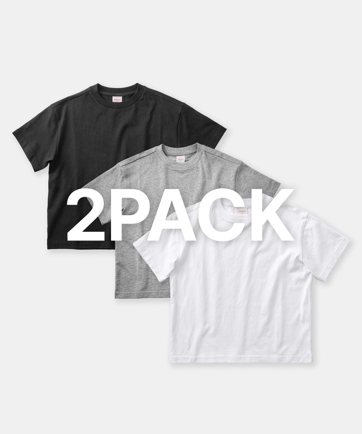 테이크이지 키즈(TAKEASY KIDS) [기획] (2PACK 코튼16수) 솔리드 크롭 티셔츠 - 3 COLOR