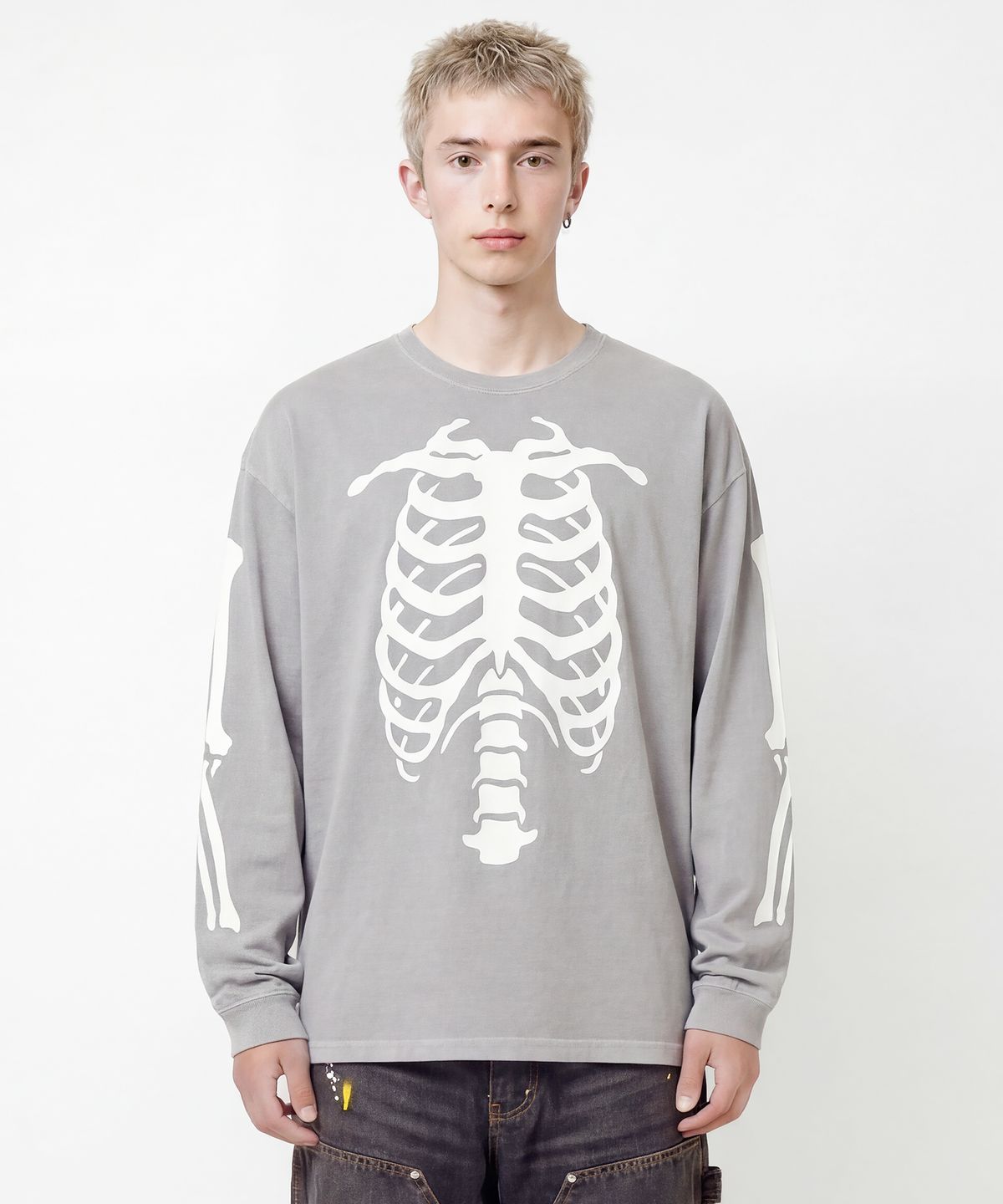 고블루(GOBLUE) Bones Washed Long Sleeve (Grey)