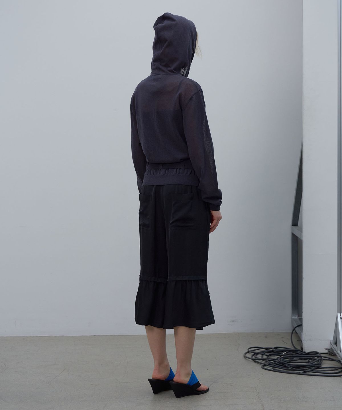 엘씨디씨티엠(LCDC™) SHEER KNIT HOODED CARDIGAN (DARK GREY)