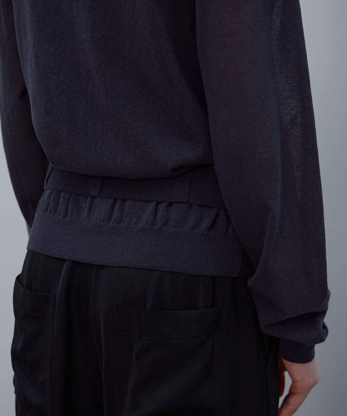 엘씨디씨티엠(LCDC™) SHEER KNIT HOODED CARDIGAN (DARK GREY)