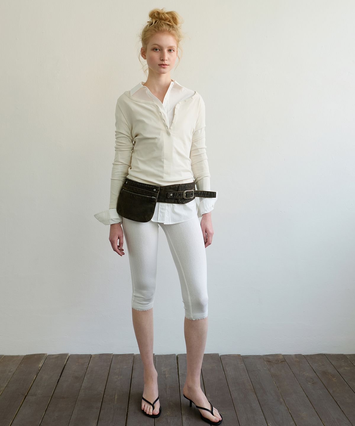 아옵트(AOPT) TWO-WAY HENLEY T-SHIRT - CREAM