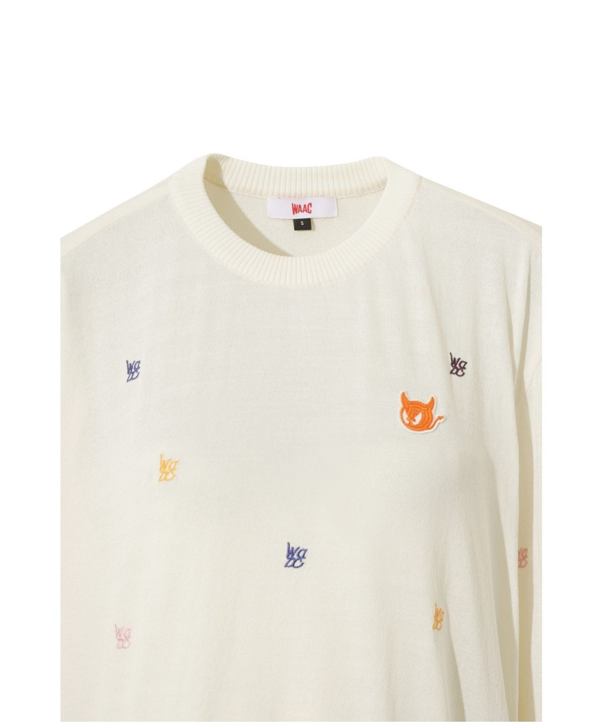 왁(WAAC) Multicolor Embroidered Sweater WWWAM26500IVX