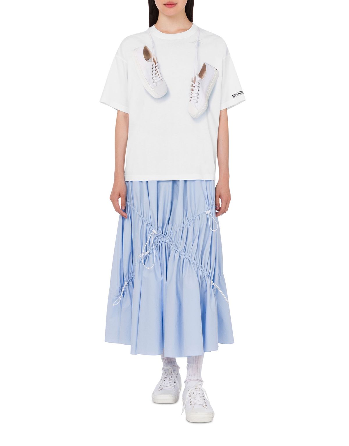모스키노(MOSCHINO) 드로스트링 코튼 포플린 스커트