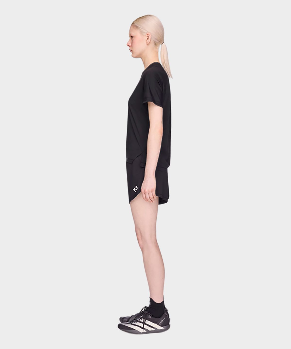 와이쓰리(Y-3) (W) W 러닝 숏 슬리브 티셔츠 블랙 W RUN SS TEE RC BLACK