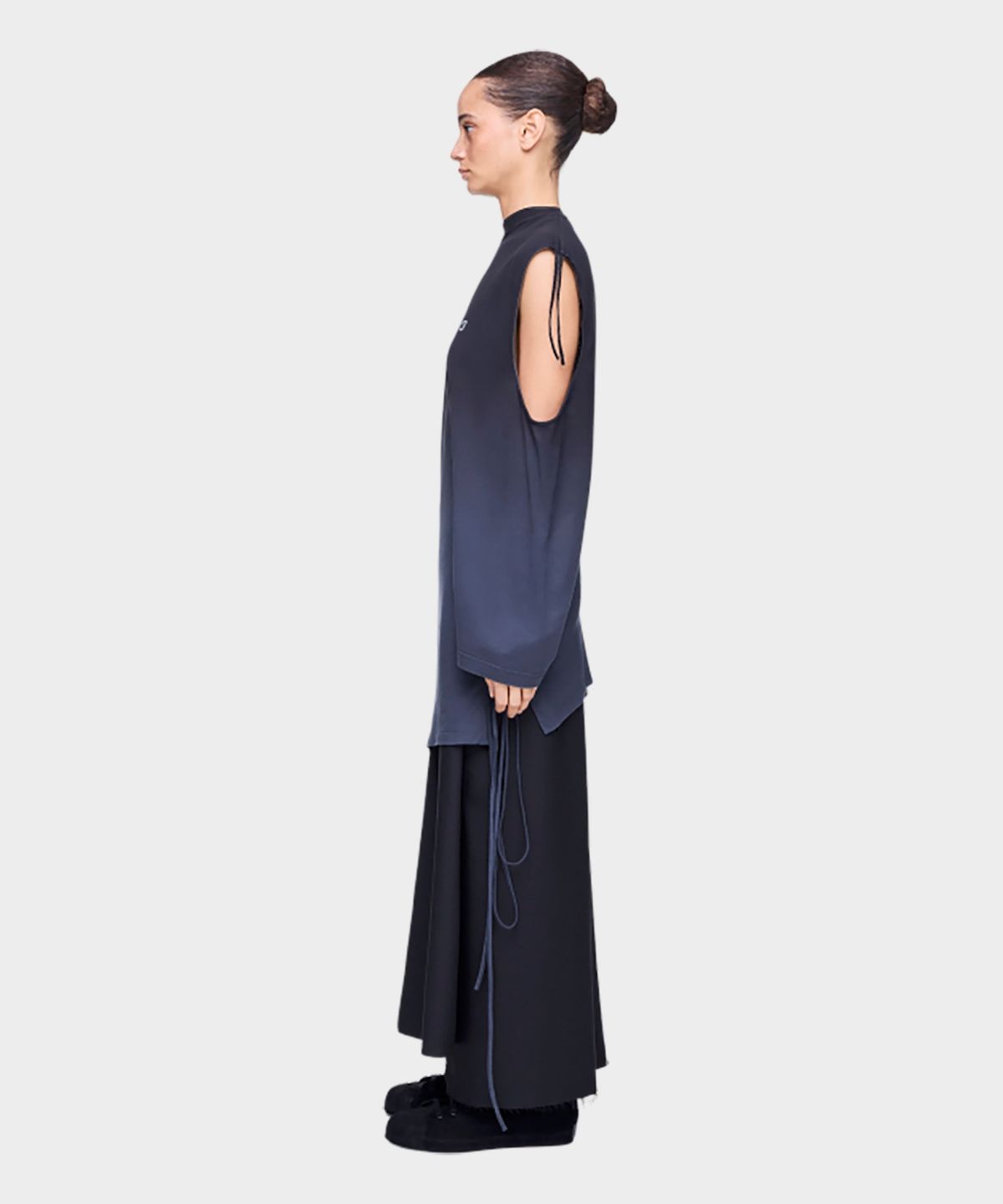 와이쓰리(Y-3) (W) 딥 다이 친치트 드레이프 티셔츠 블랙 DD CNCH DRAPE T BLACK/NIGHT GREY