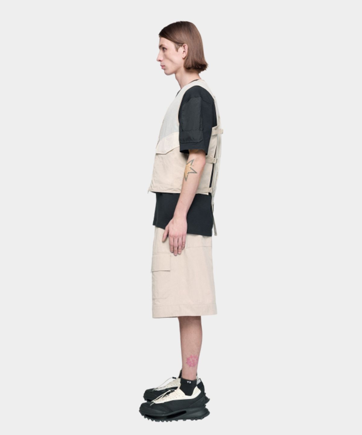 와이쓰리(Y-3) (M) 와이드 레그 쇼츠 라이트 브라운 M WL SHORTS LIGHT BROWN