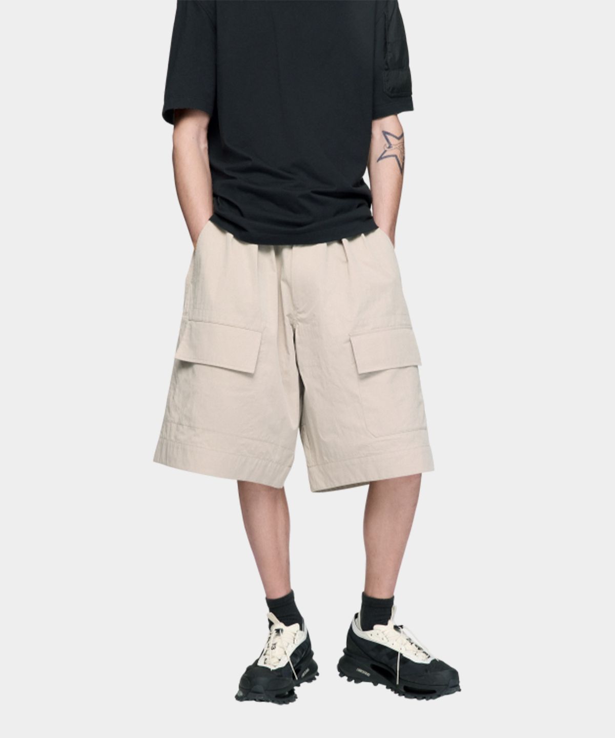 와이쓰리(Y-3) (M) 와이드 레그 쇼츠 라이트 브라운 M WL SHORTS LIGHT BROWN