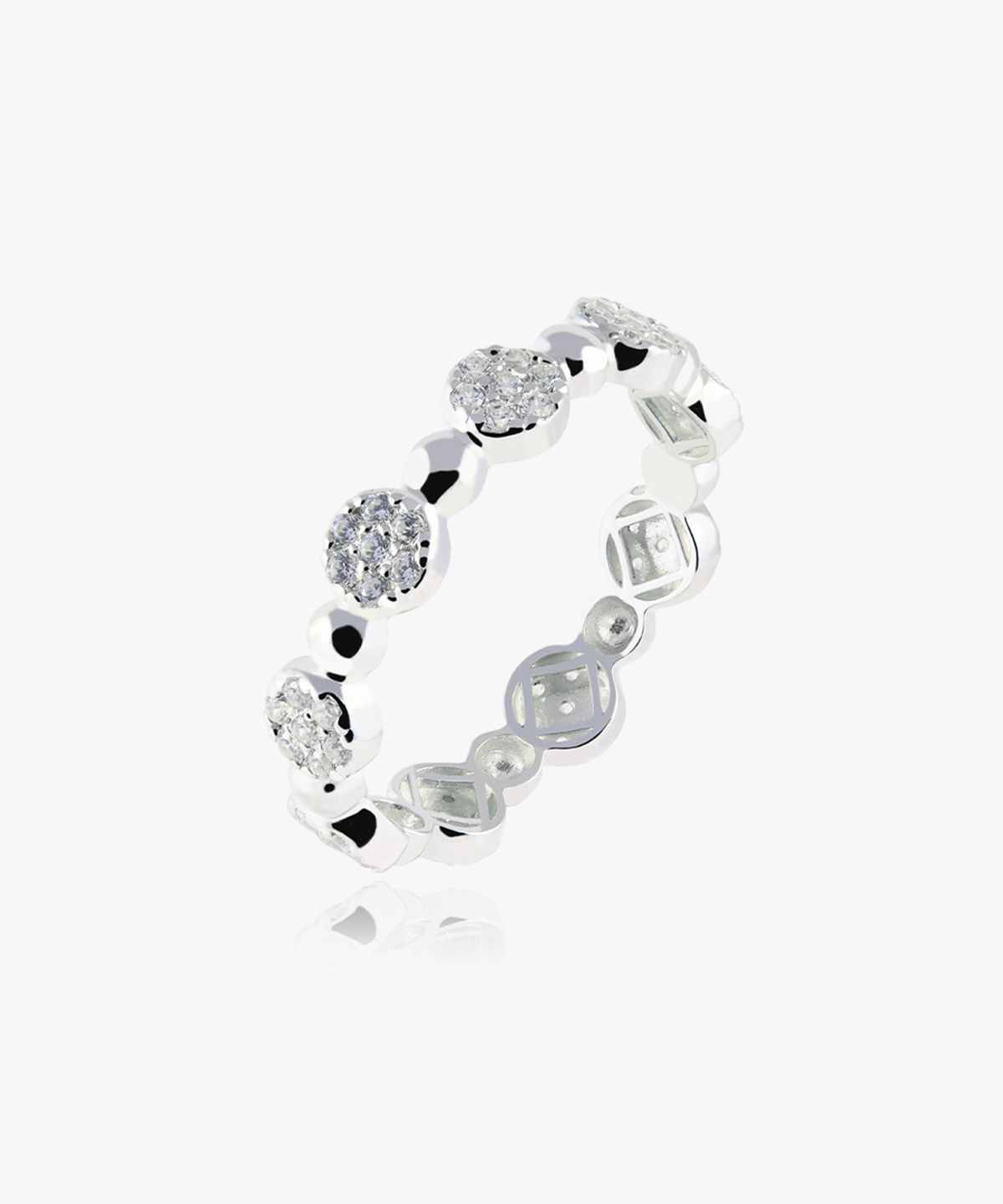 엘렌쥬얼리(HELENE JEWELRY) 925 실버 샤인 서클 솔리드 큐빅 미스 링 은 반지
