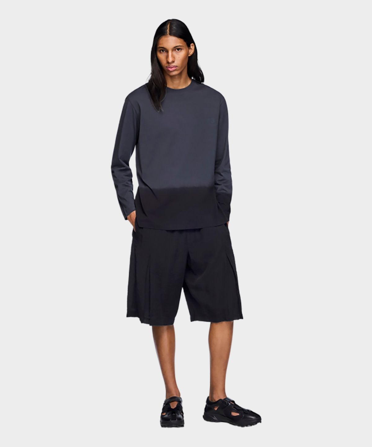 와이쓰리(Y-3) (U) 딥트 롱 슬리브 티셔츠 그레이 U DIP LS TEE NIGHT GREY/BLACK