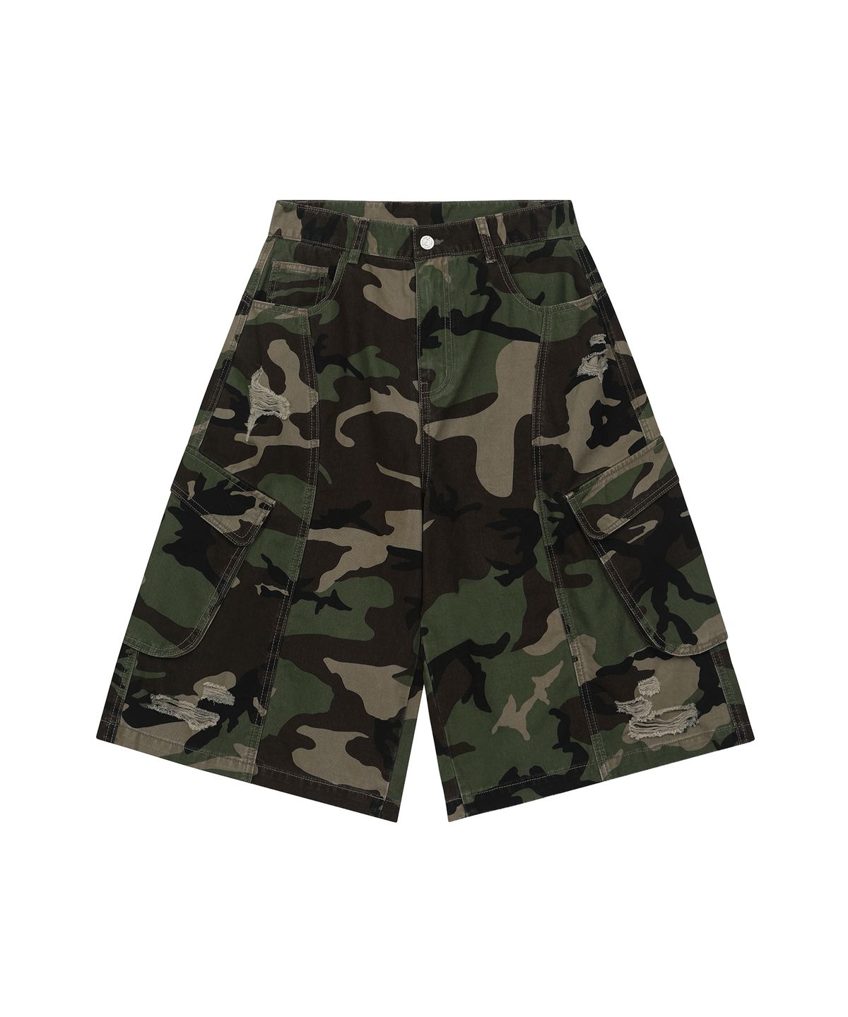 오드스튜디오(ODDSTUDIO) 디스트로이드 카모 카고 버뮤다 팬츠 - CAMO