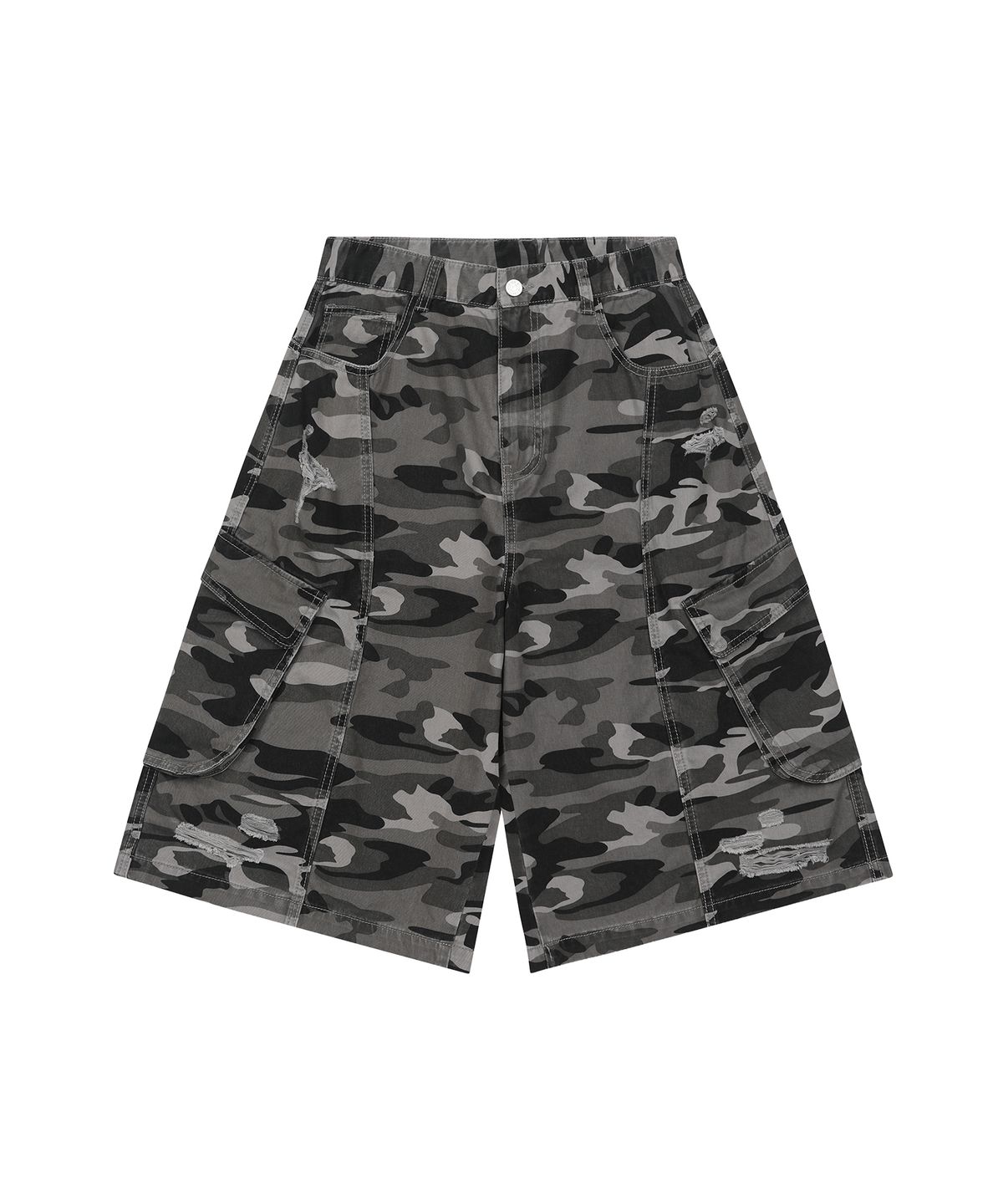 오드스튜디오(ODDSTUDIO) 디스트로이드 카모 카고 버뮤다 팬츠 - GRAY CAMO