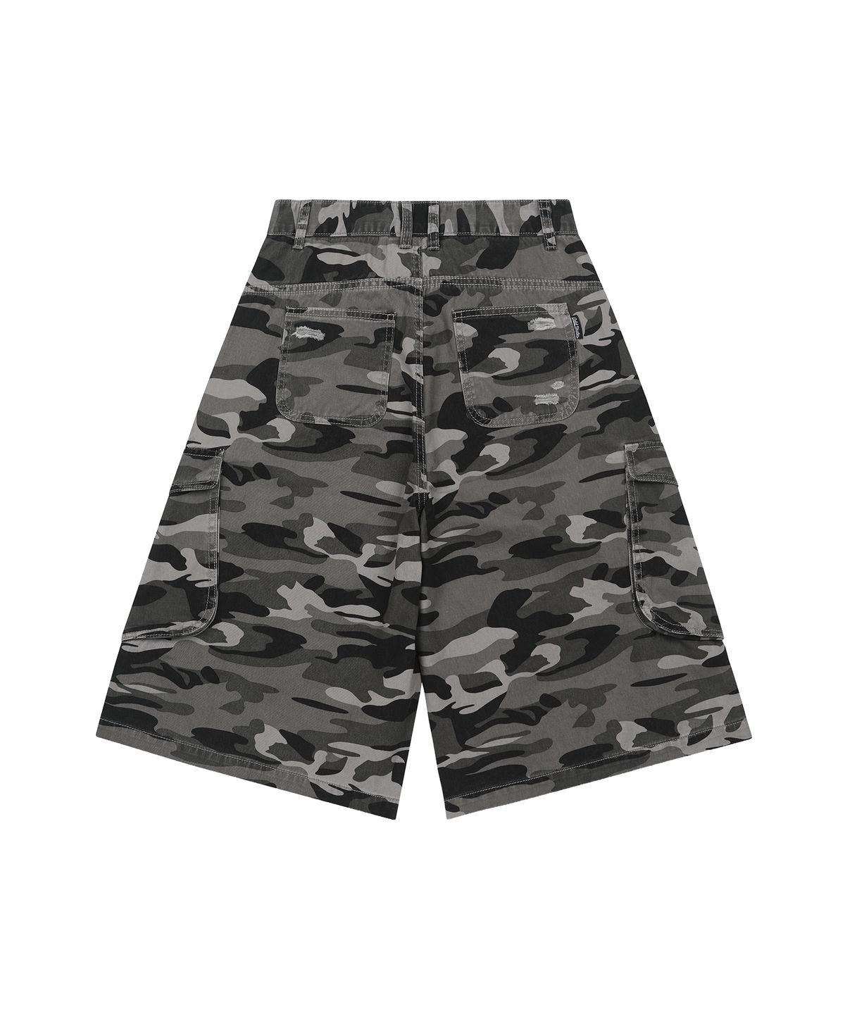 오드스튜디오(ODDSTUDIO) 디스트로이드 카모 카고 버뮤다 팬츠 - GRAY CAMO