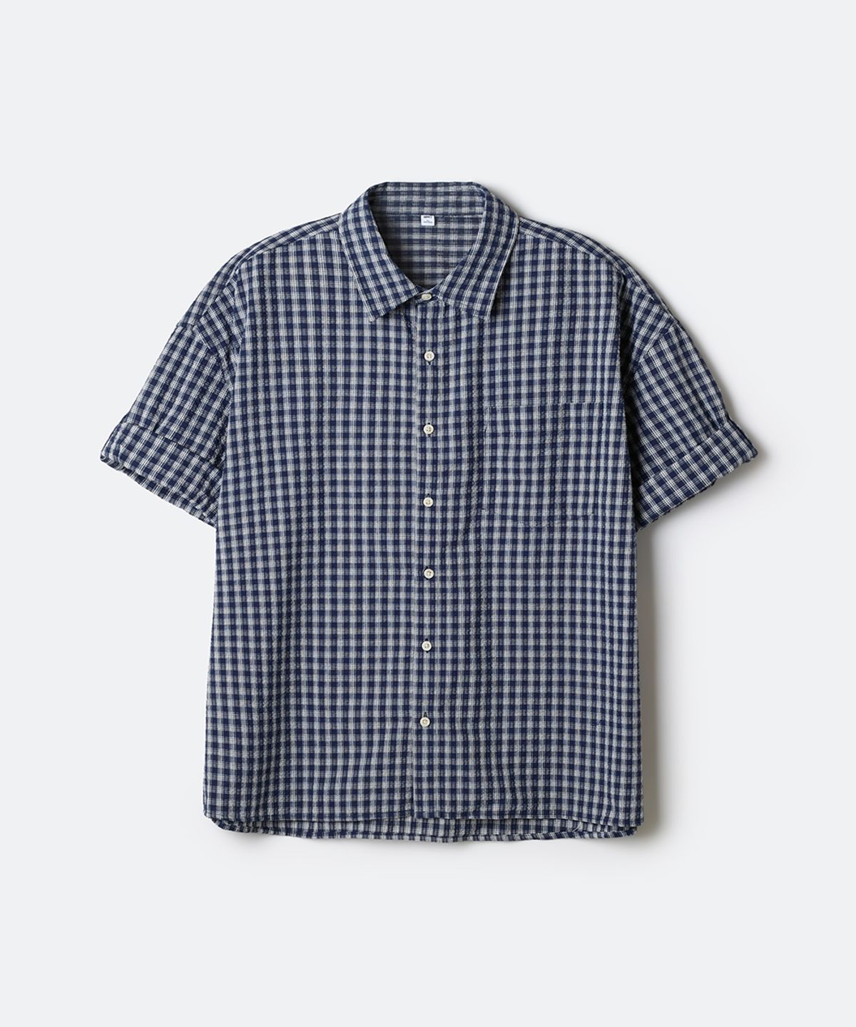 스파오(SPAO) 롤업 반팔 체크 셔츠_SPYCG25C06