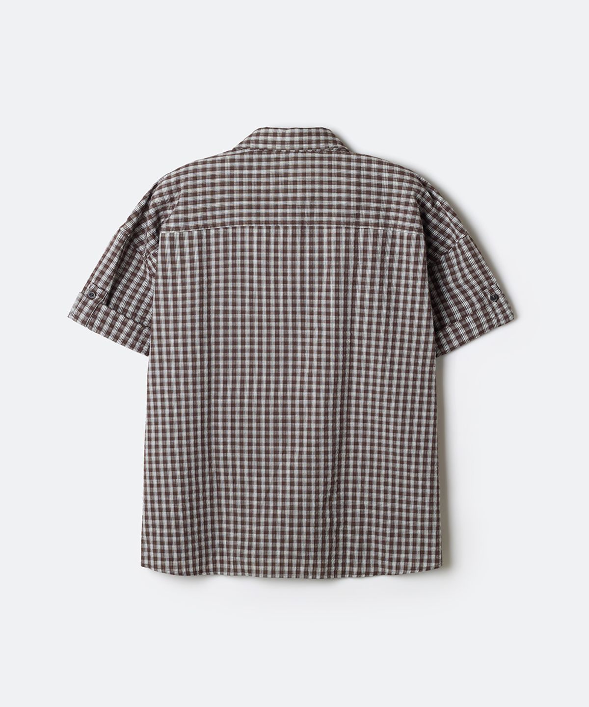 스파오(SPAO) 롤업 반팔 체크 셔츠_SPYCG25C06
