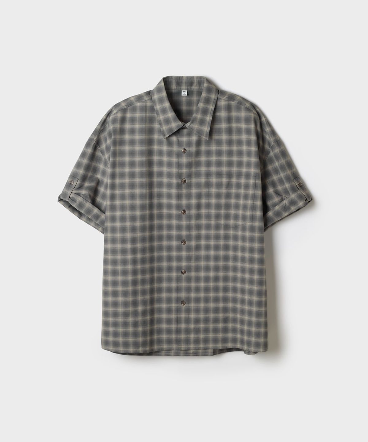 스파오(SPAO) 롤업 반팔 체크 셔츠_SPYCG25C06