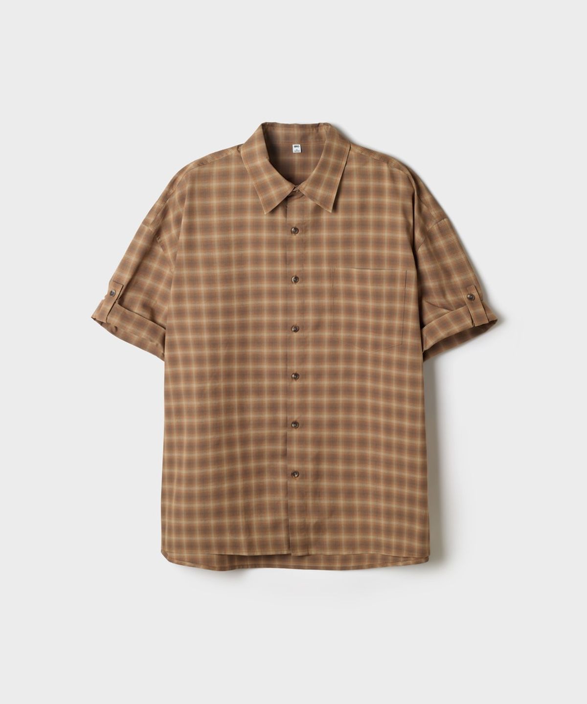 스파오(SPAO) 롤업 반팔 체크 셔츠_SPYCG25C06