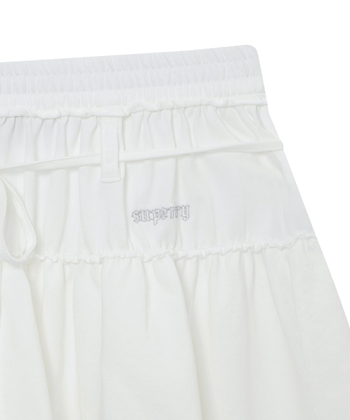 슈퍼드라이(SUPERDRY) 우먼스 러플 스트링 미니 스커트 화이트 SDFLKCQ40WHT