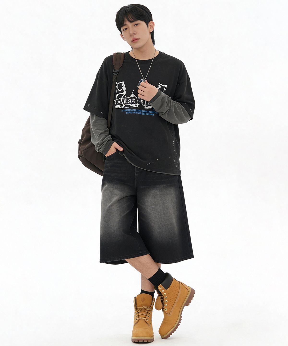 아티스트웨어(ARTISTWEAR) [ATW] 다크애쉬 데님 버뮤다팬츠