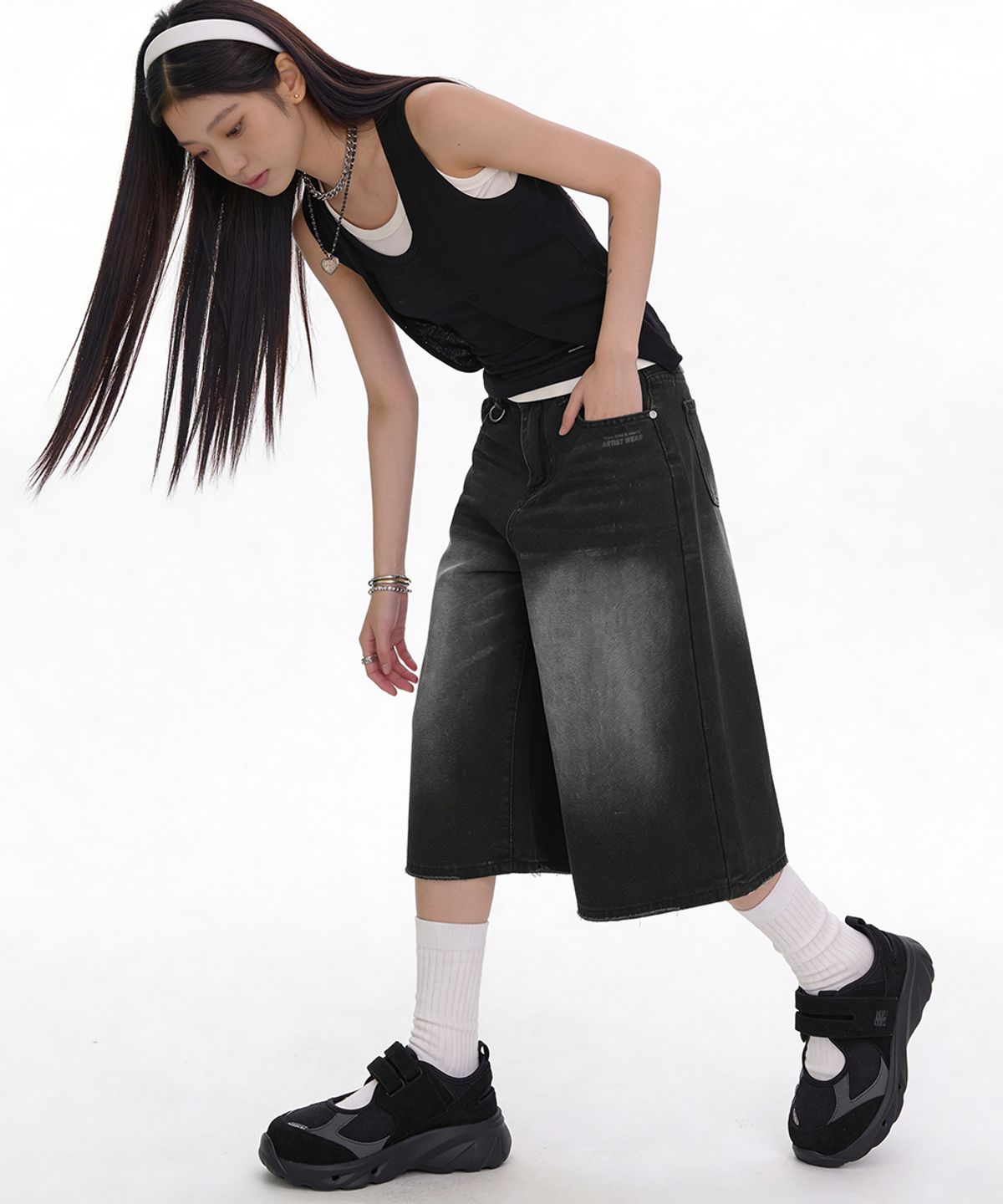 아티스트웨어(ARTISTWEAR) [ATW] 다크애쉬 데님 버뮤다팬츠