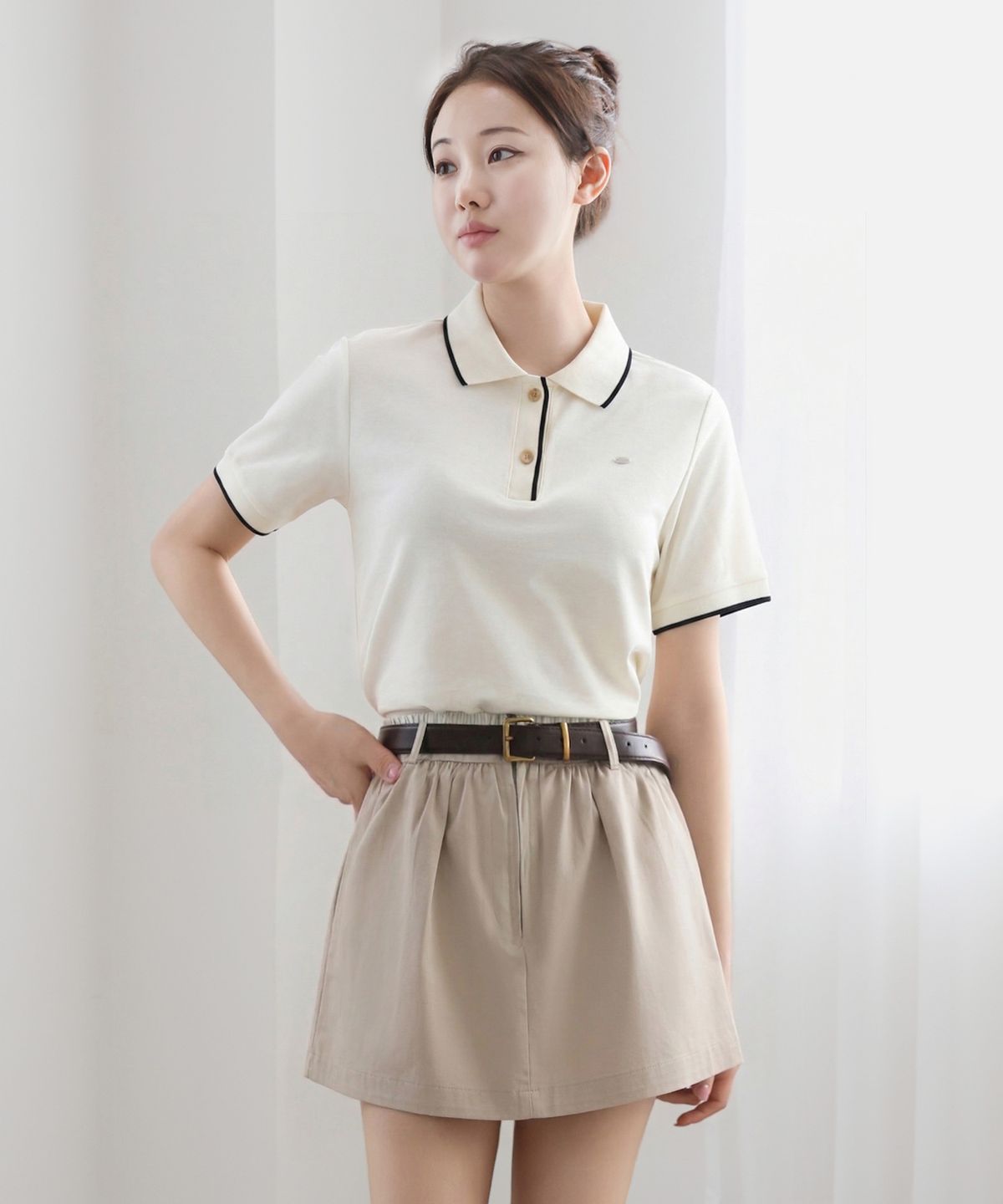 클레이스(CLACE) UPF30 인증 카라 라인 포인트 PK 반팔 티셔츠_블랙