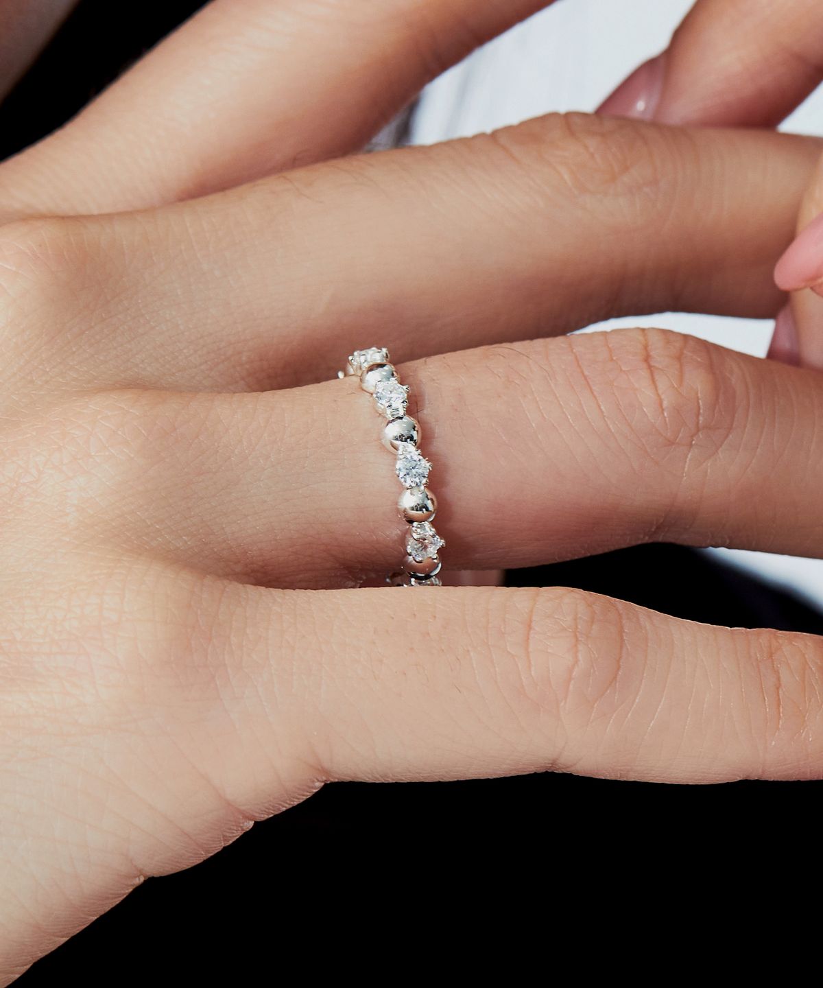 엘렌쥬얼리(HELENE JEWELRY) 925 실버 스위트 볼 앤 큐빅 미스 링 은 반지