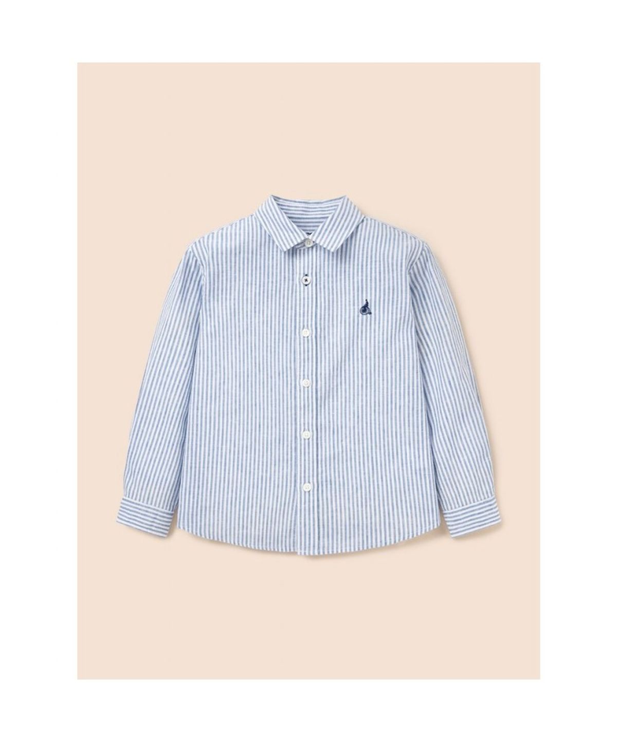 빈폴 키즈(BEANPOLE KIDS) 린넨폴리 혼방 스트라이프 셔츠 - 블루 (BI6364U02P) (BI6364U02P)