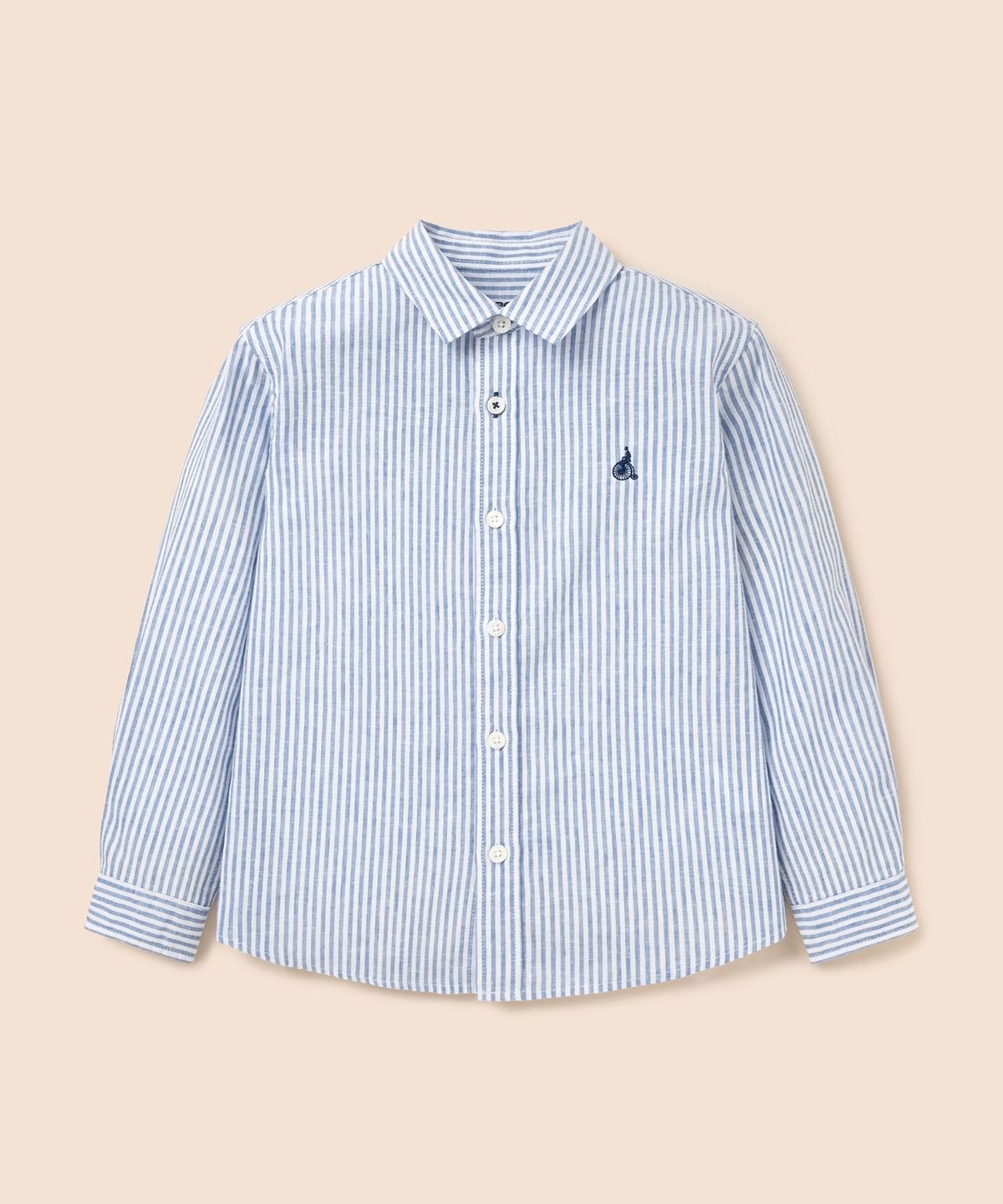 빈폴 키즈(BEANPOLE KIDS) 린넨폴리 혼방 스트라이프 셔츠 - 블루 (BI6364U02P) (BI6364U02P)