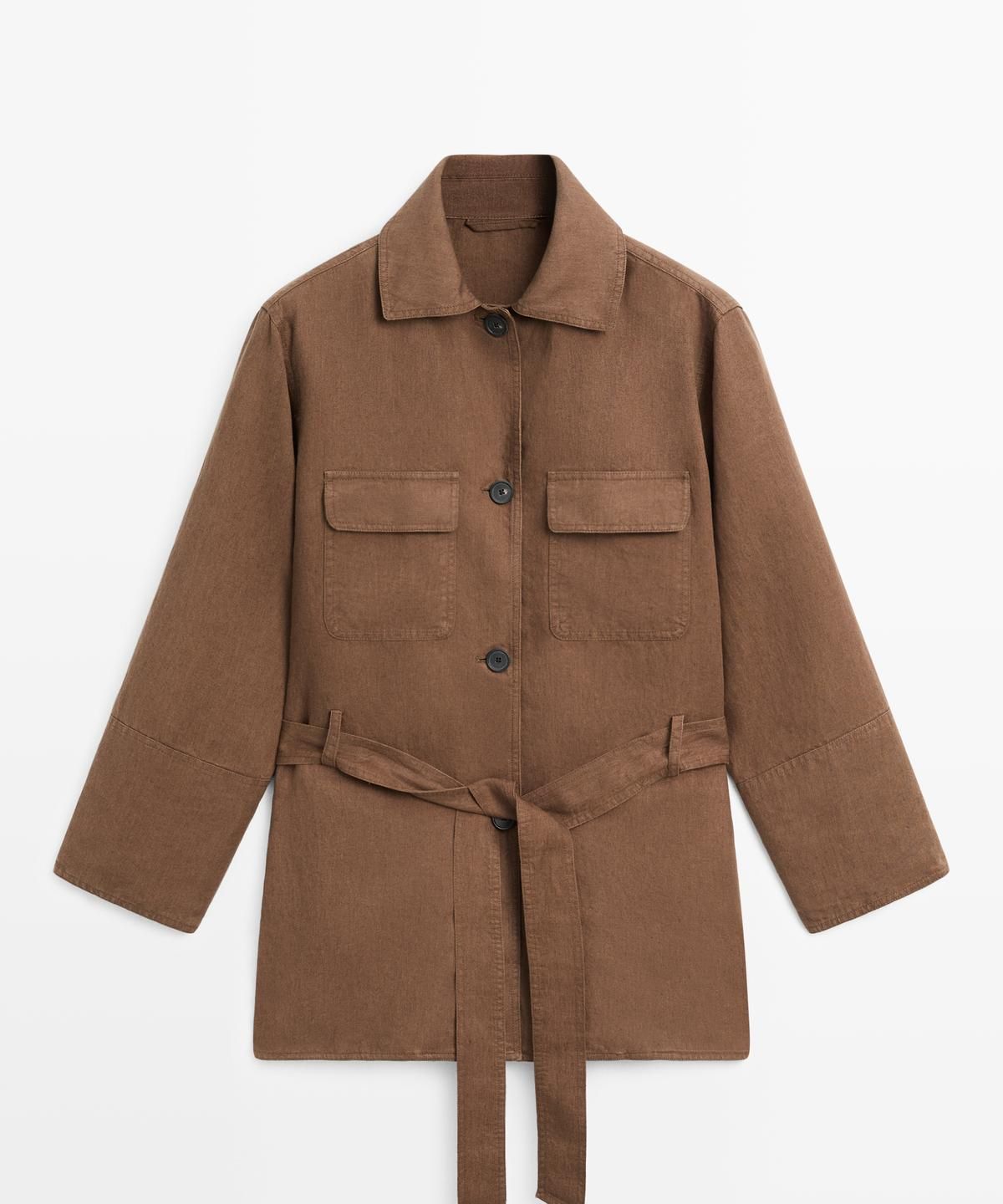 마시모두띠(MASSIMO DUTTI) 벨트 디테일 포켓 린넨 블레이저