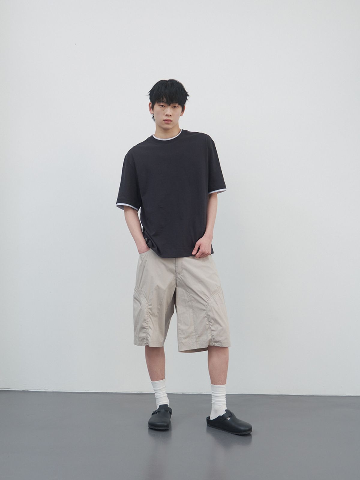 기준 맨(KIJUN MEN) Double Layered Tee Charcoal