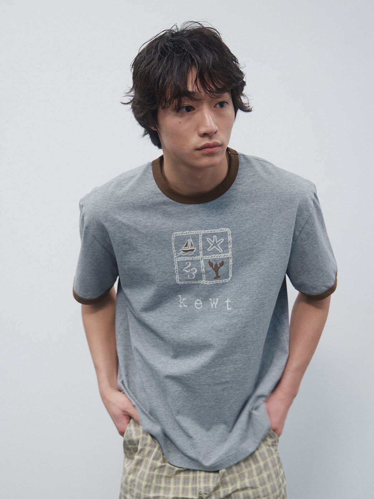 기준 맨(KIJUN MEN) Kewt Ringer Tee Melange Grey