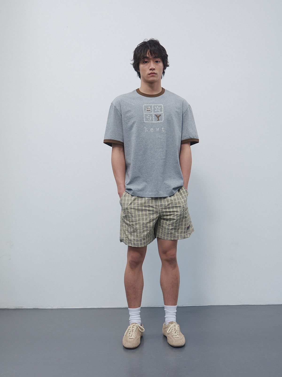 기준 맨(KIJUN MEN) Kewt Ringer Tee Melange Grey