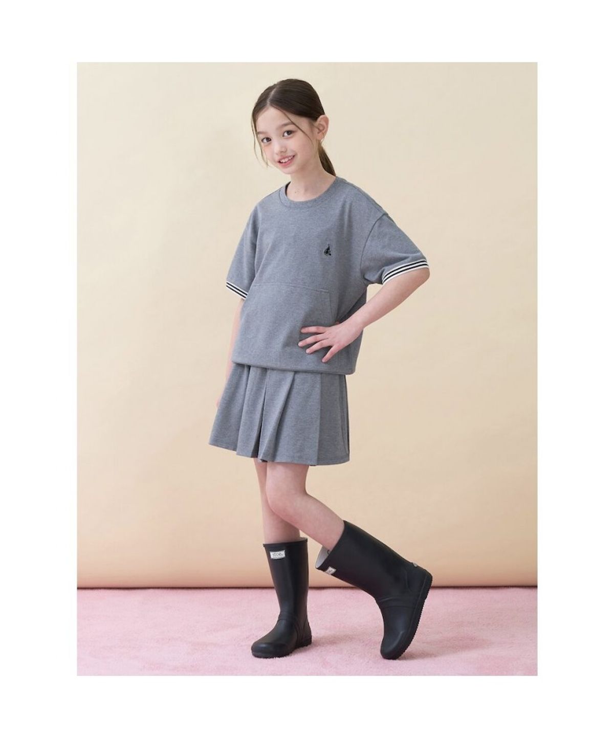 빈폴 키즈(BEANPOLE KIDS) 여아 포켓 포인트 피케 상하 세트 - 그레이 (BI6342G053)