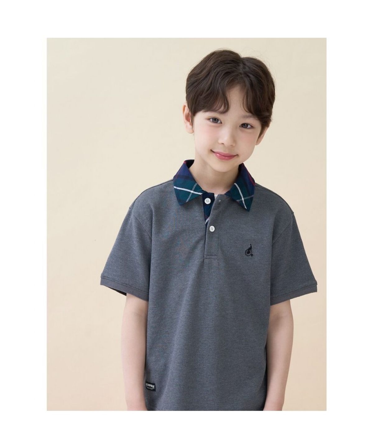 빈폴 키즈(BEANPOLE KIDS) 체크 포인트 칼라 반소매 상하세트 - 애쉬 (BI6342U014)