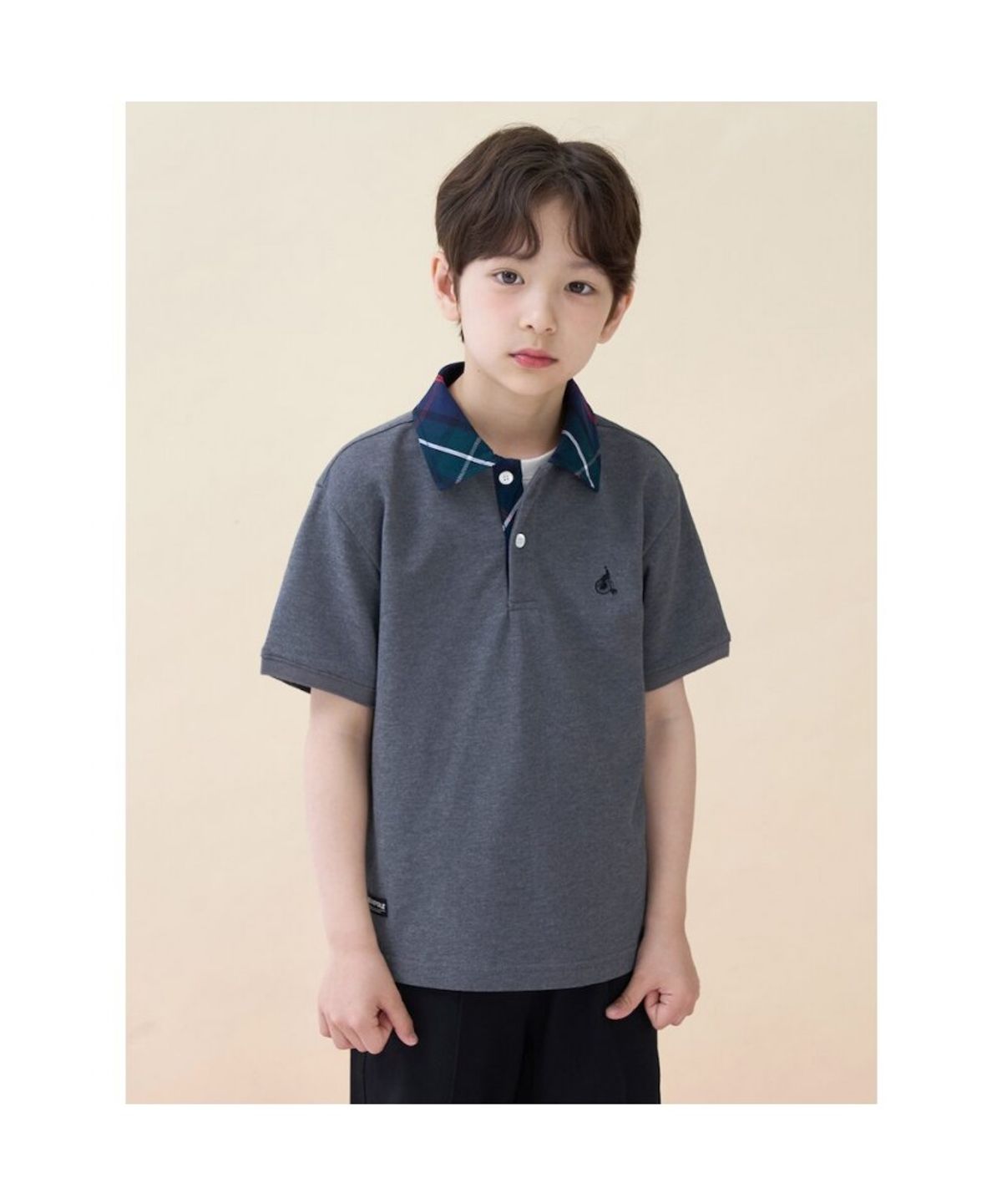 빈폴 키즈(BEANPOLE KIDS) 체크 포인트 칼라 반소매 상하세트 - 애쉬 (BI6342U014)