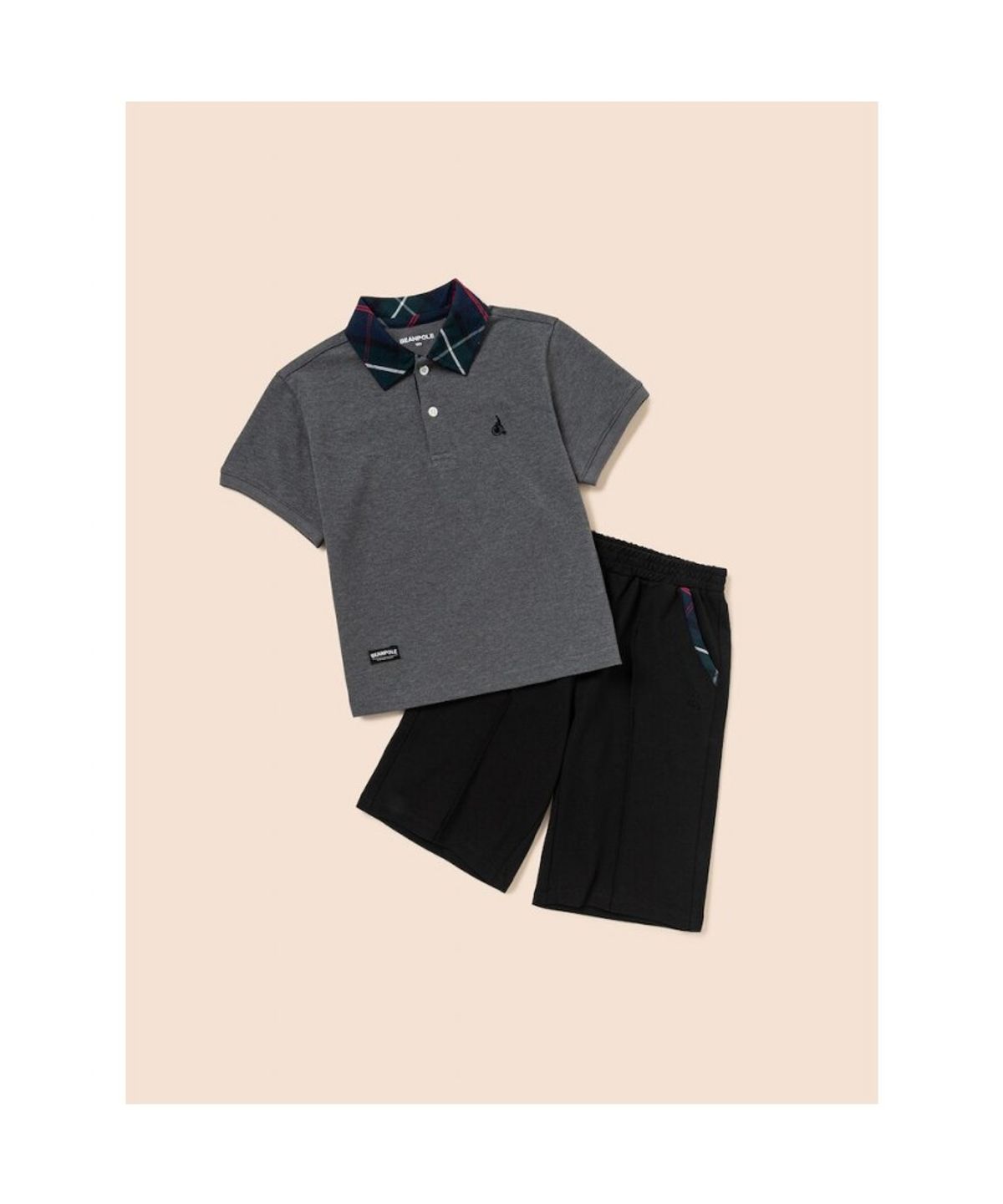 빈폴 키즈(BEANPOLE KIDS) 체크 포인트 칼라 반소매 상하세트 - 애쉬 (BI6342U014)