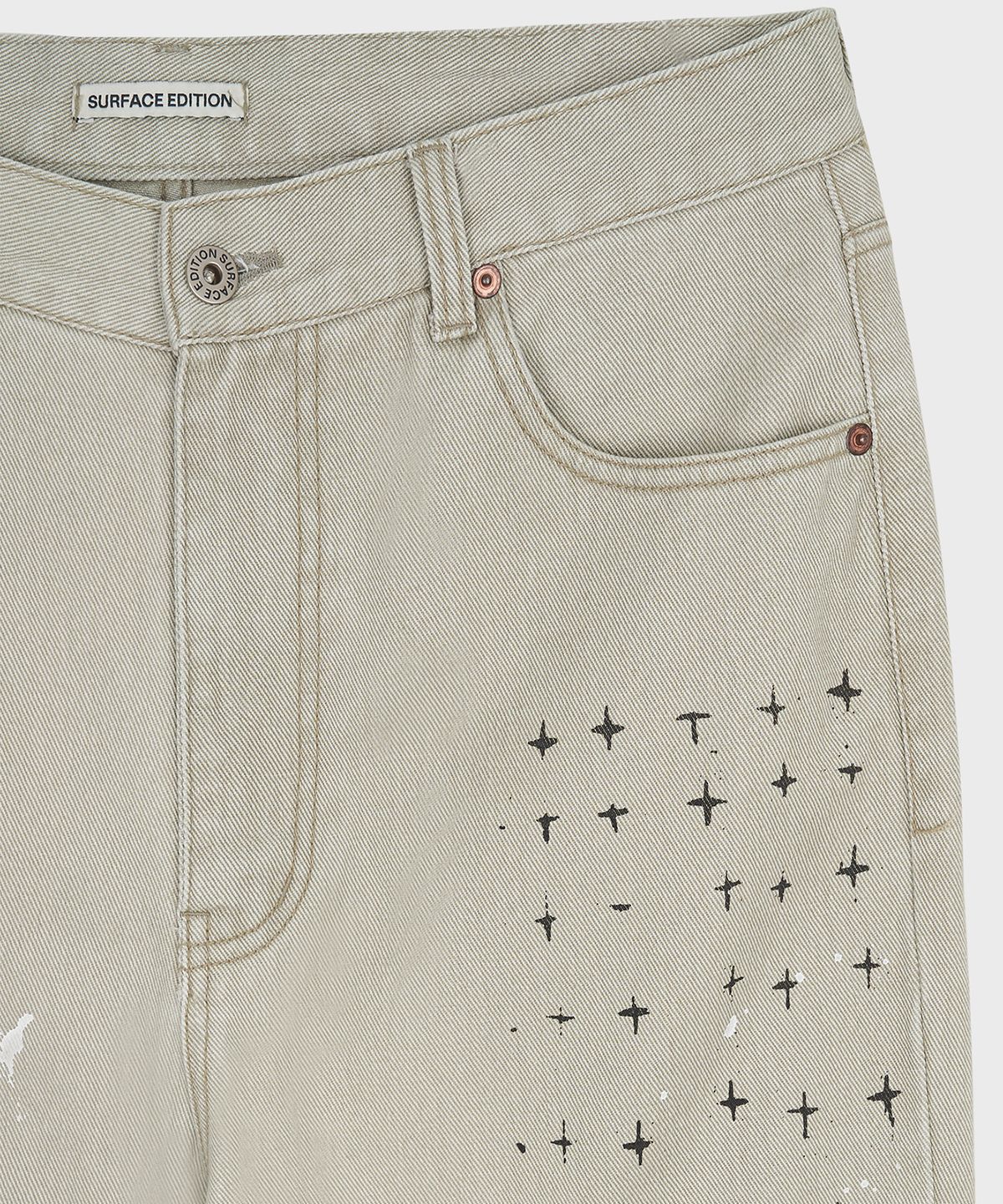 서피스에디션(SURFACE EDITION) PAINT SPLATTER COTTON TWILL PANTS STONE BEIGE