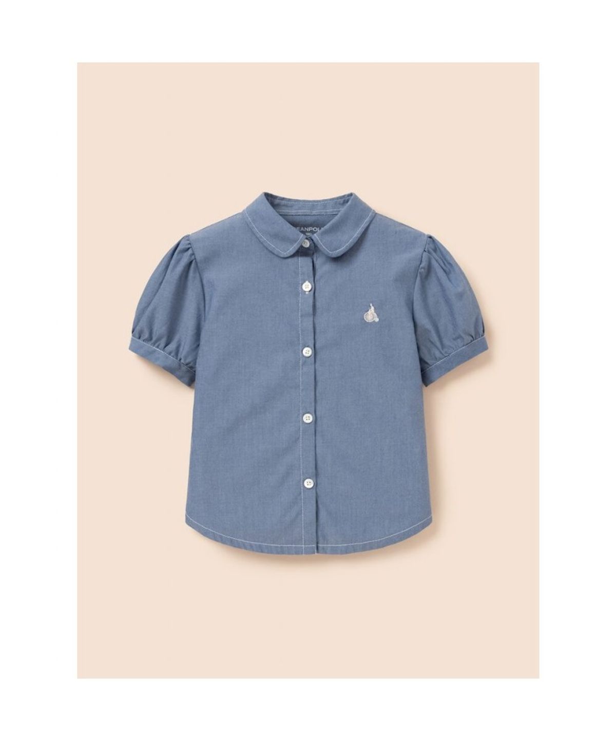 빈폴 키즈(BEANPOLE KIDS) [Essential] 여아 샴브레이 반소매 셔츠 - 스카이 블루 (BI6365GE2Q)