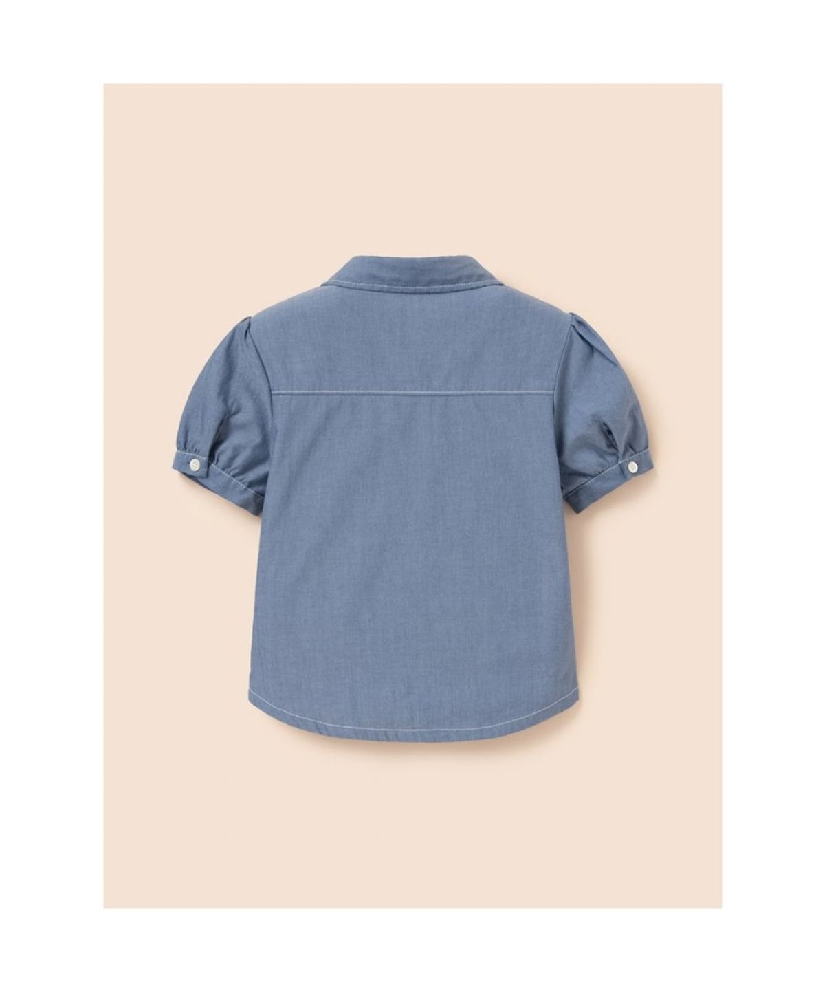 빈폴 키즈(BEANPOLE KIDS) [Essential] 여아 샴브레이 반소매 셔츠 - 스카이 블루 (BI6365GE2Q)
