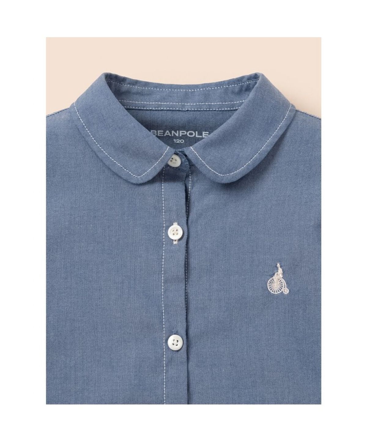 빈폴 키즈(BEANPOLE KIDS) [Essential] 여아 샴브레이 반소매 셔츠 - 스카이 블루 (BI6365GE2Q)