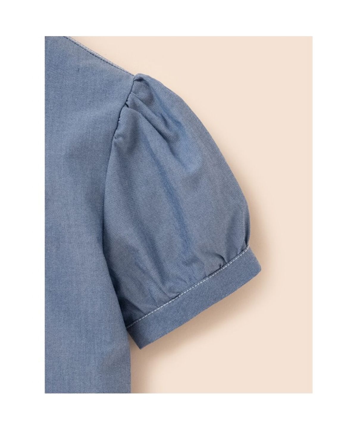 빈폴 키즈(BEANPOLE KIDS) [Essential] 여아 샴브레이 반소매 셔츠 - 스카이 블루 (BI6365GE2Q)